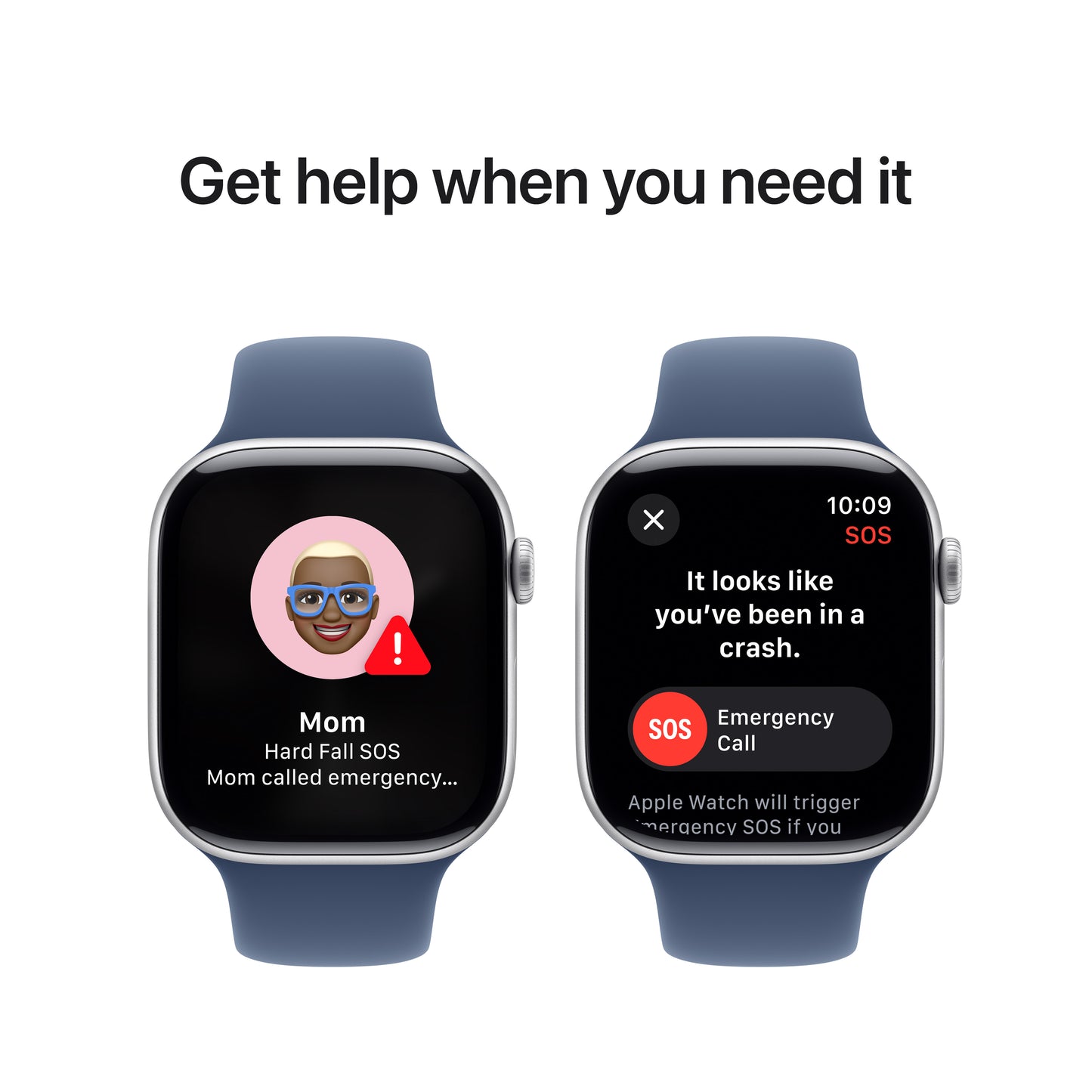 Apple Watch Series 10 GPS + Cellular, Caixa em alumínio prateado de 46 mm com Bracelete desportiva azul Denim - S/M