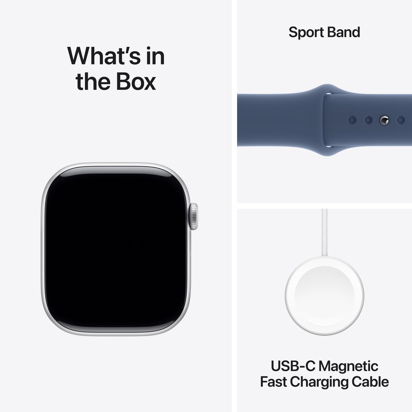 Apple Watch Series 10 GPS + Cellular, Caixa em alumínio prateado de 46 mm com Bracelete desportiva azul Denim - S/M