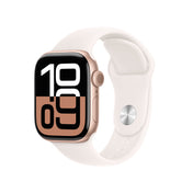 Apple Watch Series 10 GPS, Caixa em alumínio rosa-dourado de 42 mm com Bracelete desportiva rosa leve - M/L