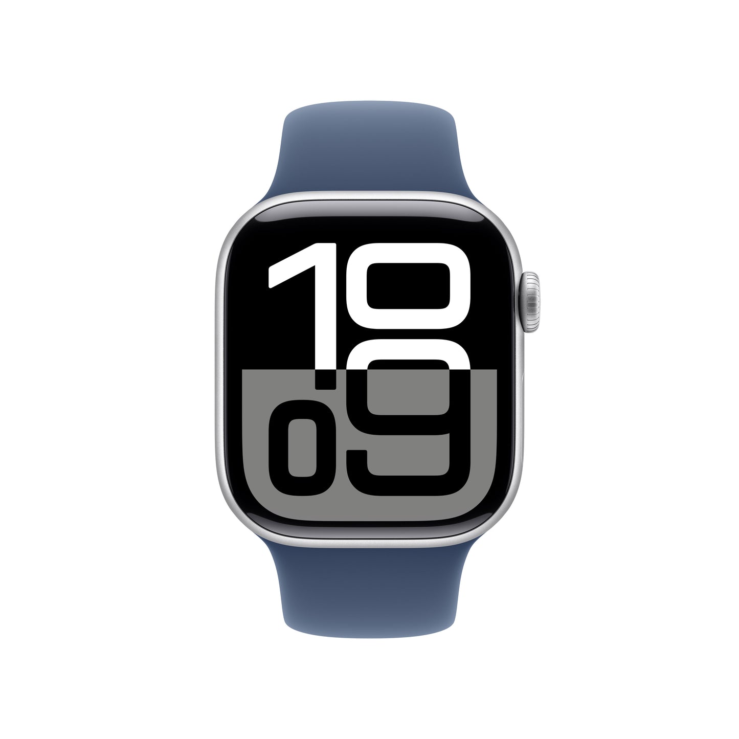 Apple Watch Series 10 GPS + Cellular, Caixa em alumínio prateado de 42 mm com Bracelete desportiva azul Denim - M/L