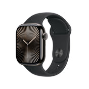 Apple Watch Series 10 GPS + Cellular, Caixa em titânio ardósia de 42 mm com Bracelete desportiva preta - M/L