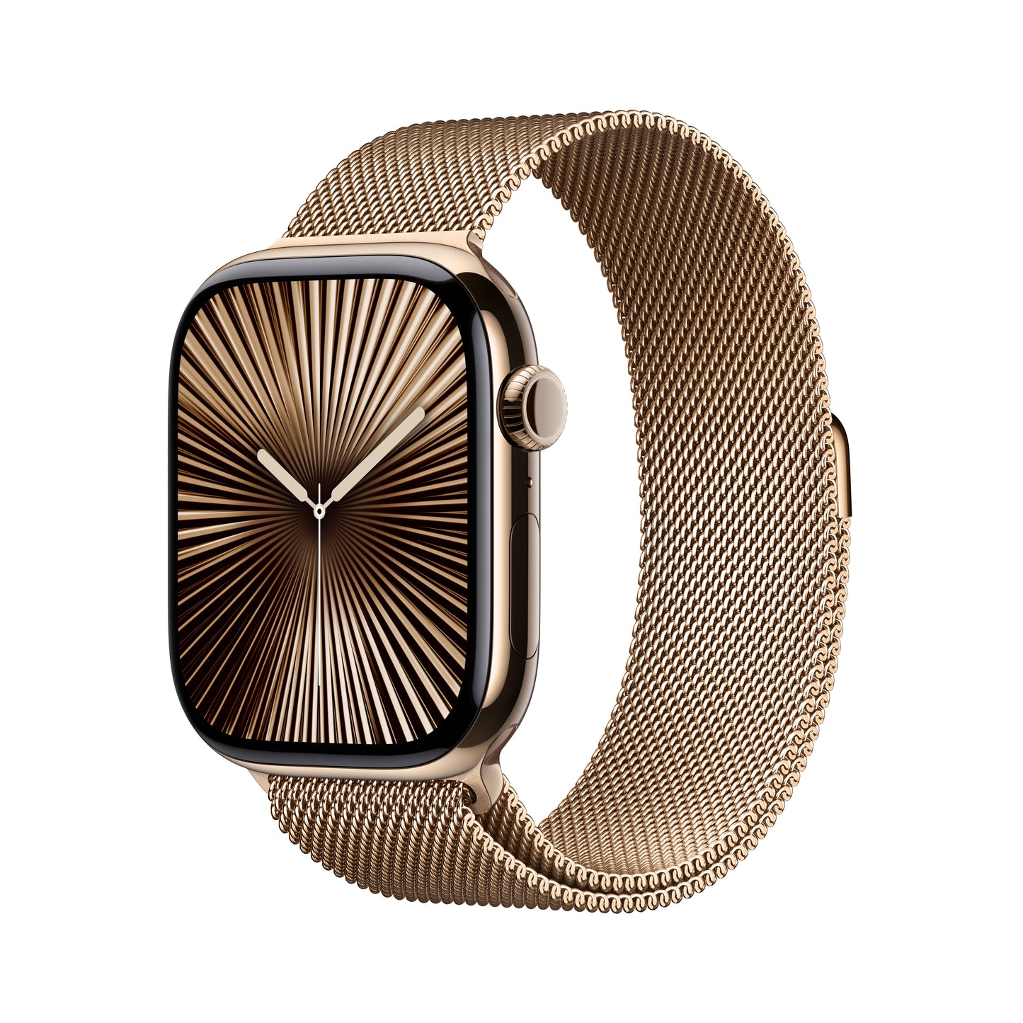Apple Watch Series 10 GPS + Cellular, Caixa em titânio dourado de 46 mm com Loop milanesa dourada - S/M