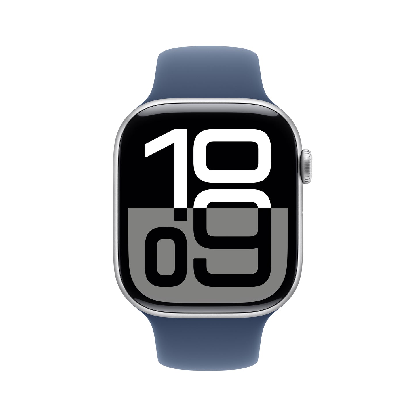 Apple Watch Series 10 GPS + Cellular, Caixa em alumínio prateado de 46 mm com Bracelete desportiva azul Denim - S/M
