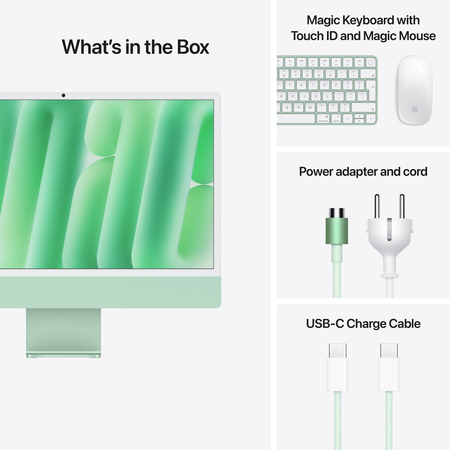 iMac com ecrã Retina 4,5K de 24 polegadas: Processador M4 da Apple com CPU 10-core e GPU 10-core, 512 GB SSD - Verde