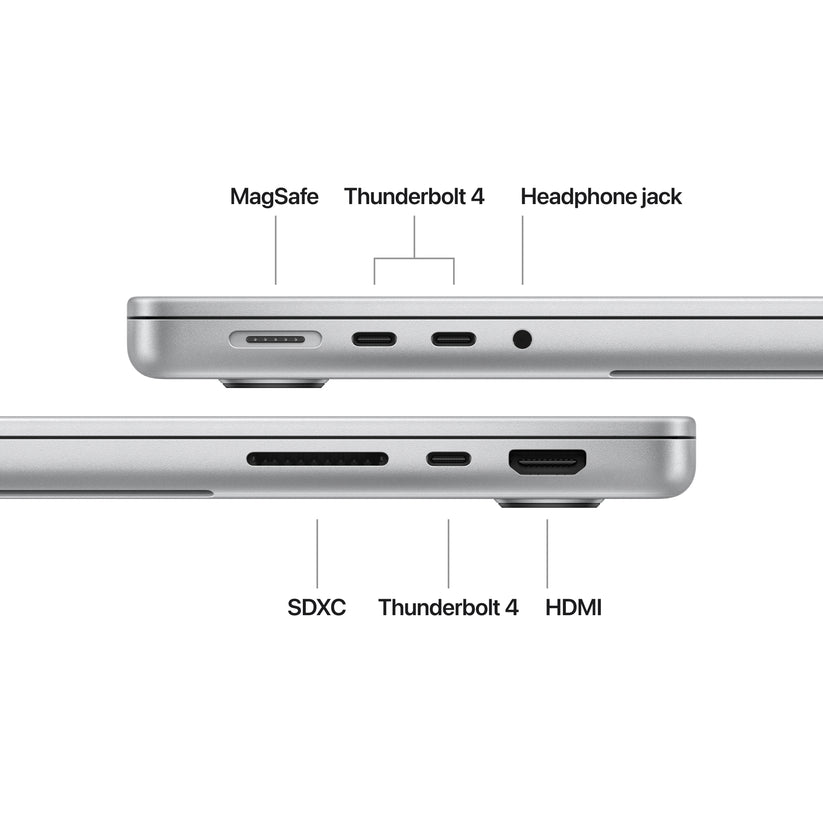 MacBook Pro de 14 polegadas: Processador M4 da Apple com CPU 10-core e GPU 10-core, 1 TB SSD - Prateado