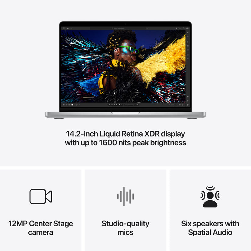 MacBook Pro de 14 polegadas: Processador M4 Pro da Apple com CPU 14-core e GPU 20-core, 1 TB SSD - Prateado