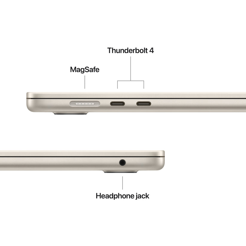 MacBook Air de 15 polegadas: Processador M4 da Apple com CPU 10-core e GPU 10-core, 256 GB SSD - Luz das estrelas
