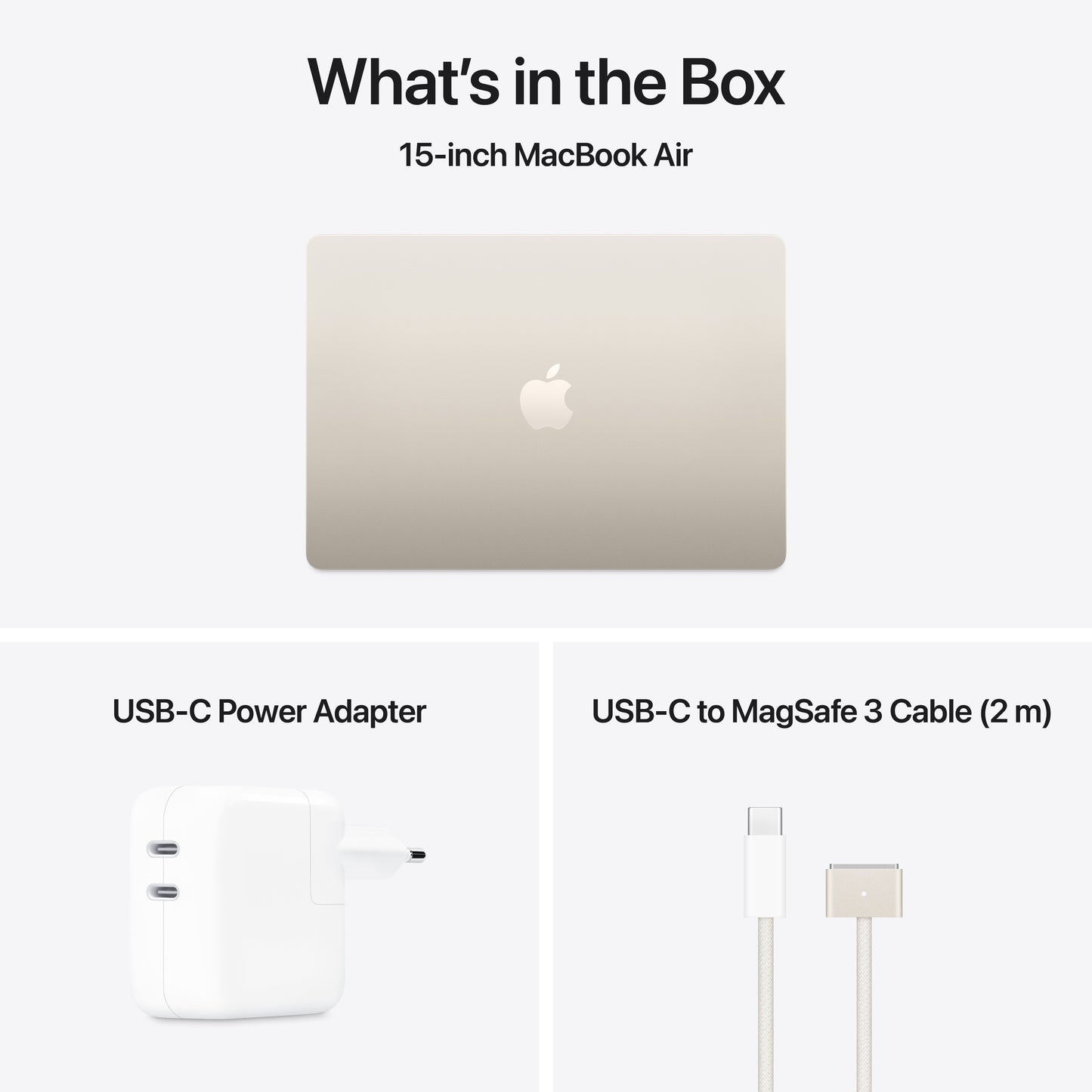 MacBook Air de 15 polegadas: Processador M4 da Apple com CPU 10-core e GPU 10-core, 256 GB SSD - Luz das estrelas