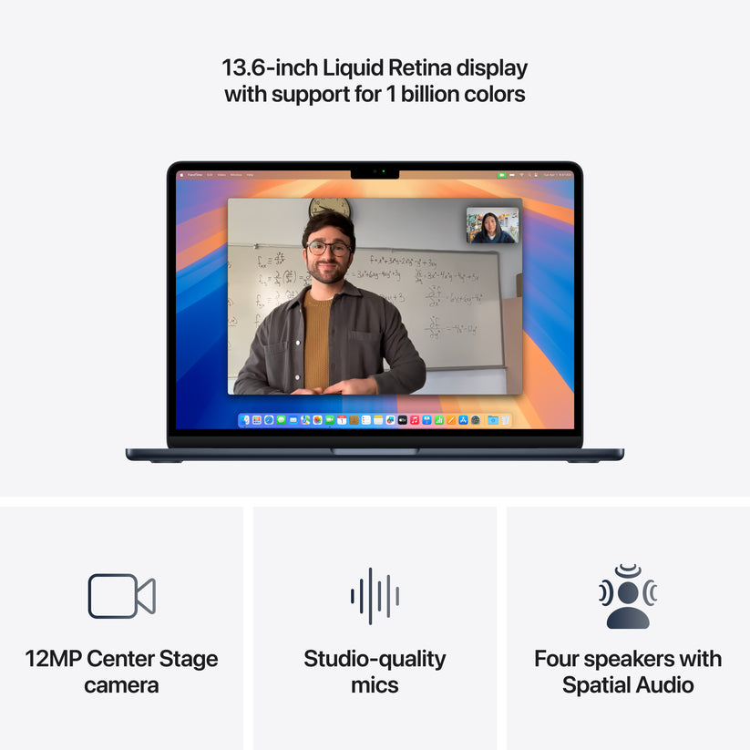MacBook Air de 13 polegadas: Processador M4 da Apple com CPU 10-core e GPU 10-core, 512 GB SSD - Meia-noite