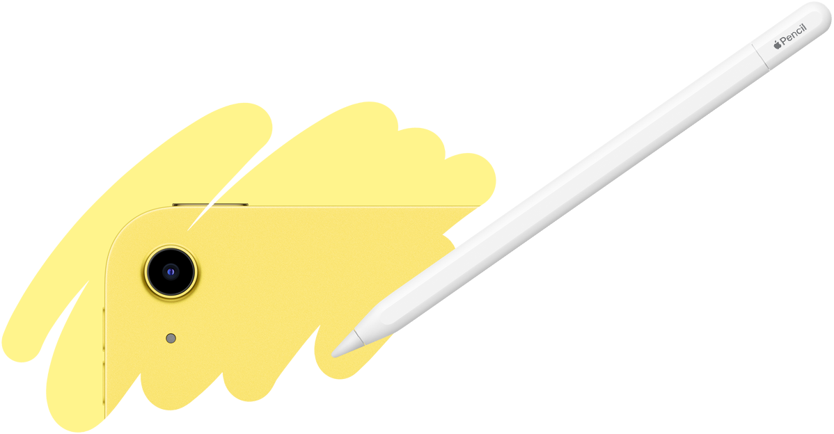 O traço do Apple Pencil revela a câmara traseira do iPad.