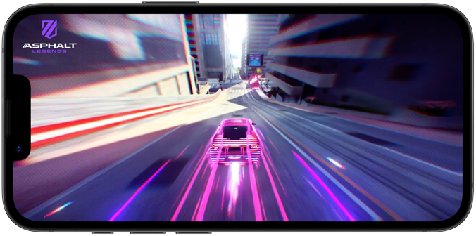iPhone 17e a mostrar a ação de um videojogo de corridas