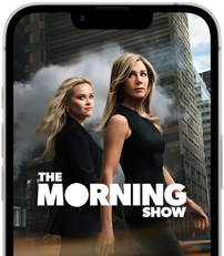 iPhone 17e front screen showing the Apple TV series The Morning Show