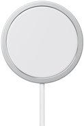 Vista frontal de um carregador MagSafe com cabo
