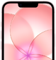 Vista frontal parcial do iPhone 17e rosa‑pálido, com Ceramic Shield 2, a mostrar a imagem do papel de parede com uma flor rosa