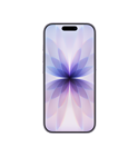 Vista frontal do iPhone 17 lavanda, Dynamic Island centrada na parte superior