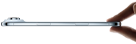Polegar e indicador a segurar o iPhone Air, na cor azul‑céu, com vista lateral do perfil ultrafino