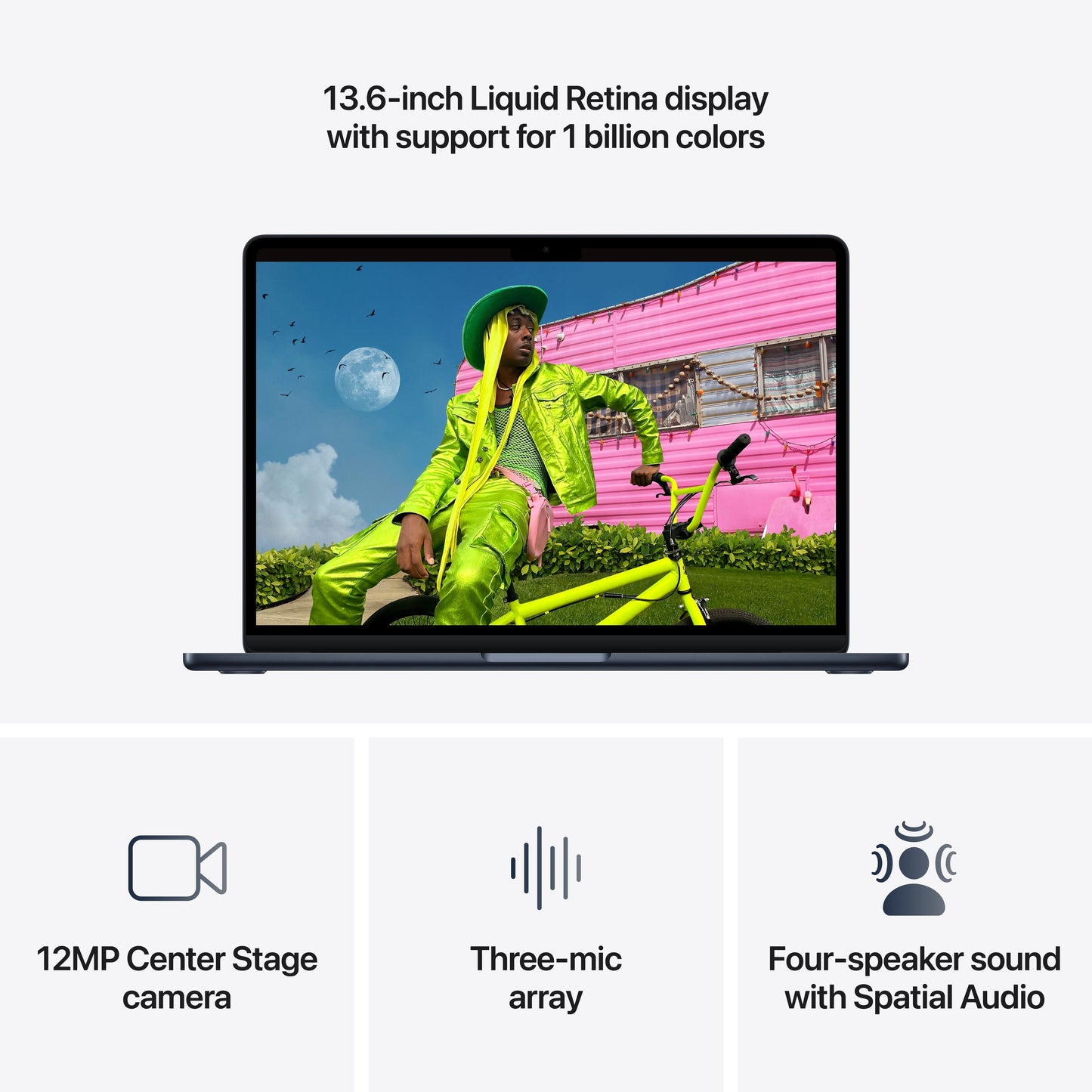MacBook Air de 13 polegadas: Processador M5 da Apple com CPU 10‑Core e GPU 10‑Core, 1 TB SSD - Meia-noite