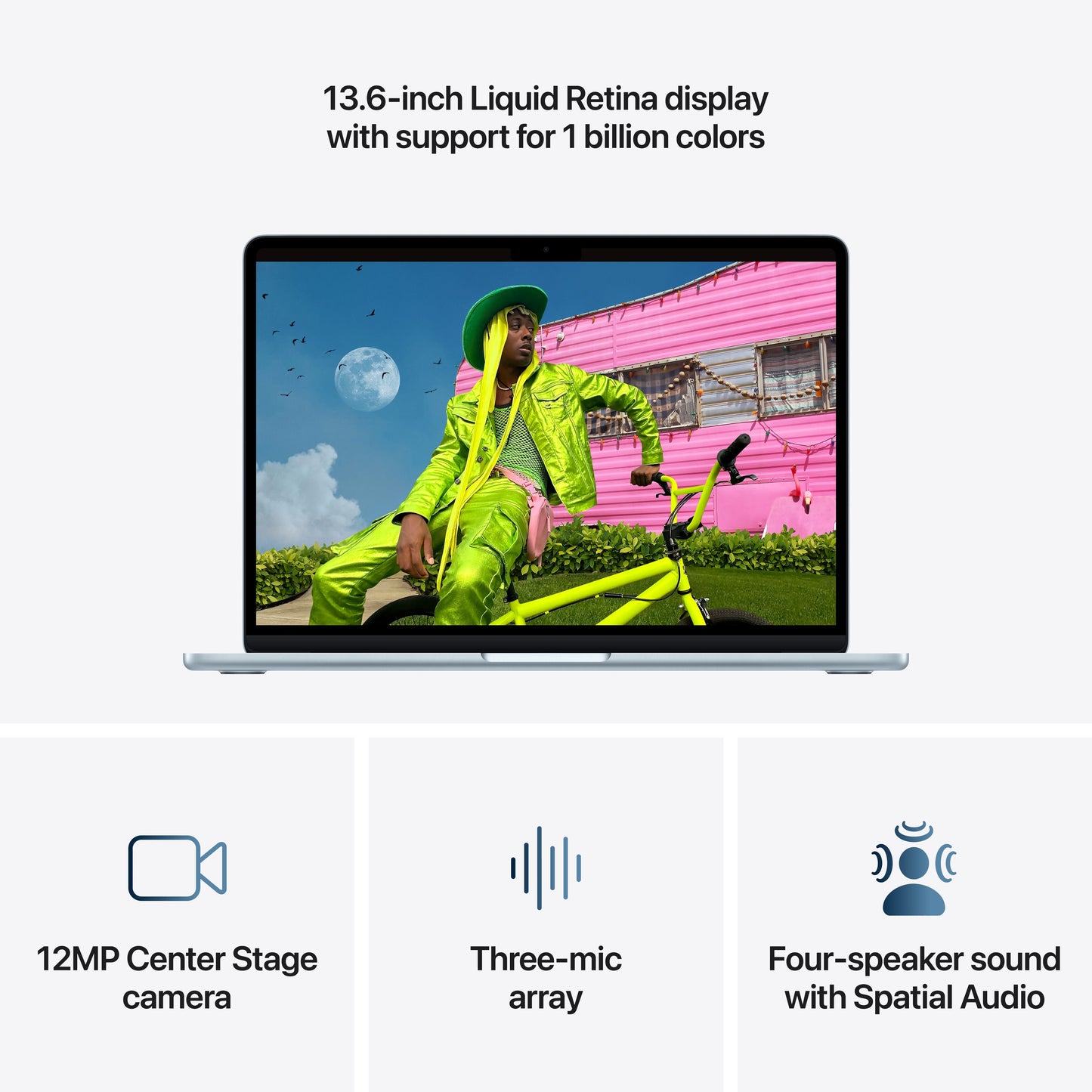 MacBook Air de 13 polegadas: Processador M5 da Apple com CPU 10‑Core e GPU 10‑Core, 1 TB SSD - Azul céu