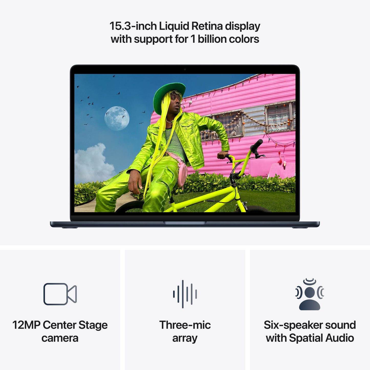 MacBook Air de 15 polegadas: Processador M5 da Apple com CPU 10‑Core e GPU 10‑Core, 1 TB SSD - Meia-noite