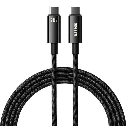 Cabo Carregamento Rápido Baseus 1Meter Tungsten Gold 240W Type-C to Type-C Data Preto