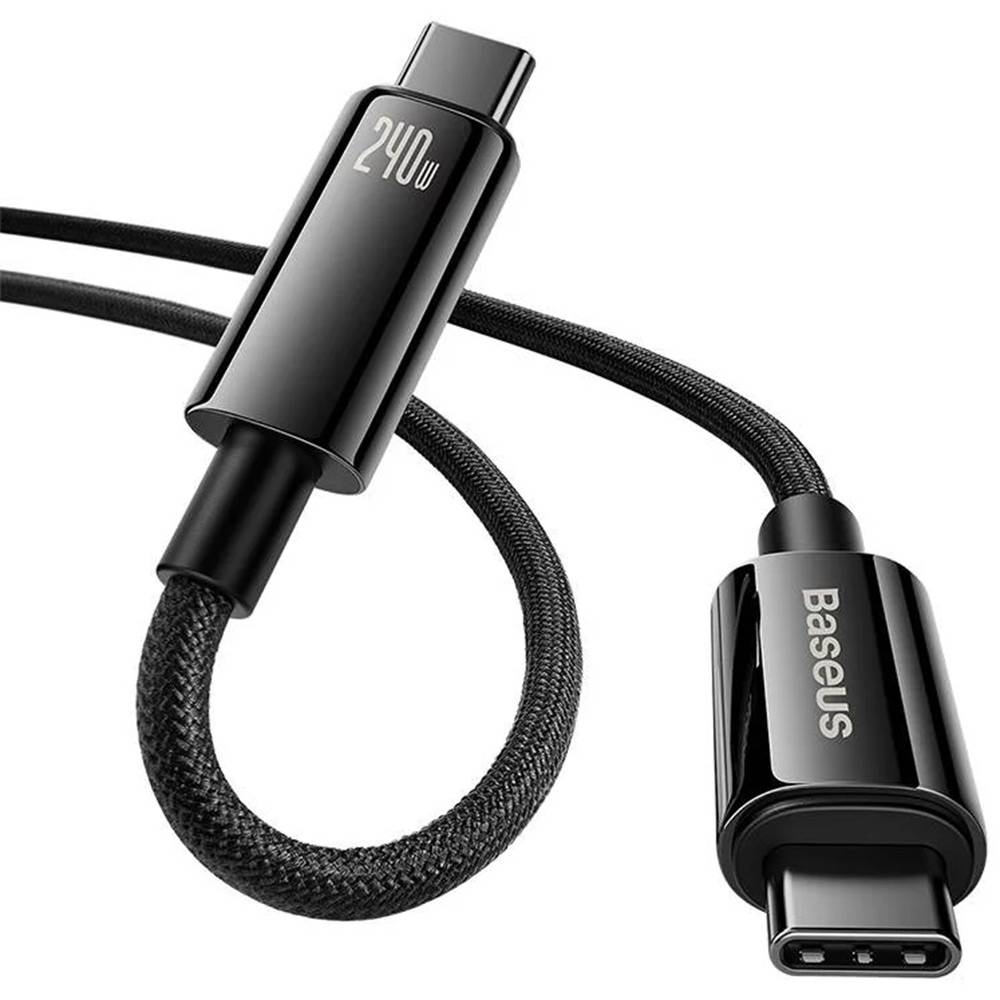 Cabo Carregamento Rápido Baseus 1Meter Tungsten Gold 240W Type-C to Type-C Data Preto