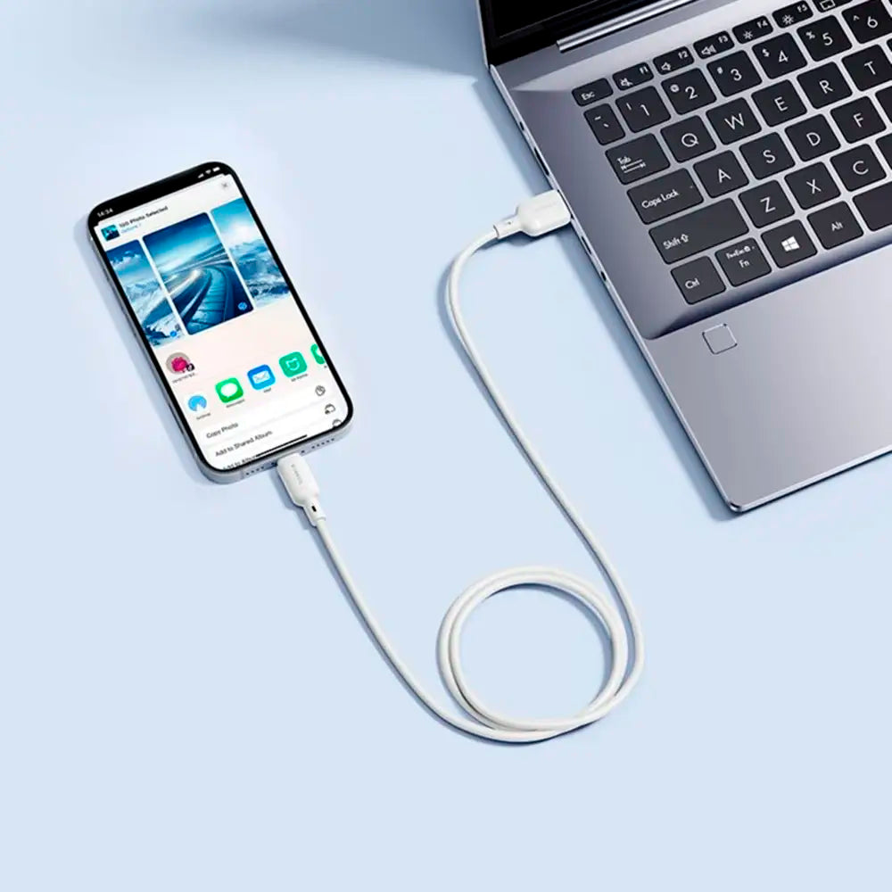 Baseus Cabo Silky Series Fast Charging Cable Usb To Ip 2.4A 1M Moon White