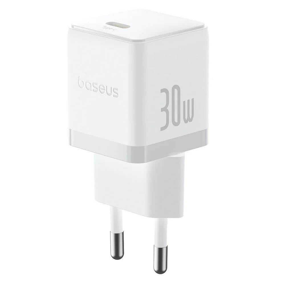 Carregador Baseus Palm Fast Charger USB-C 30W Moon White + Cabo USB-C 60W 1m Moon White