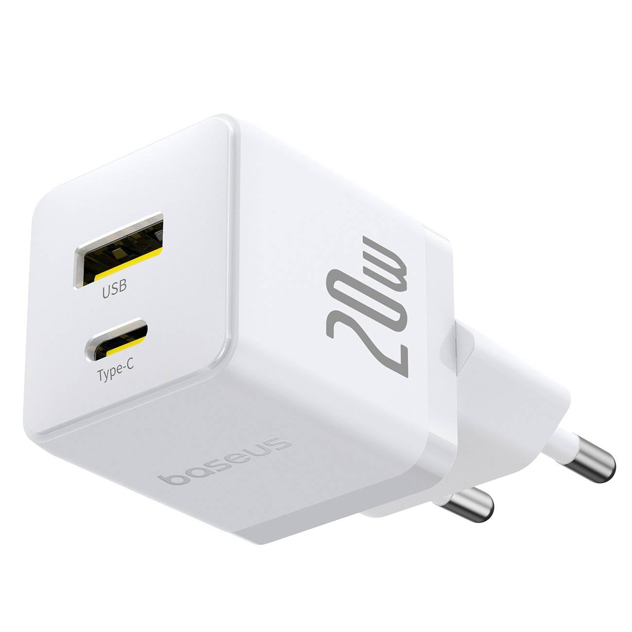 Baseus Carregador Palm Fast Charger C+U 20W Eu Moon White