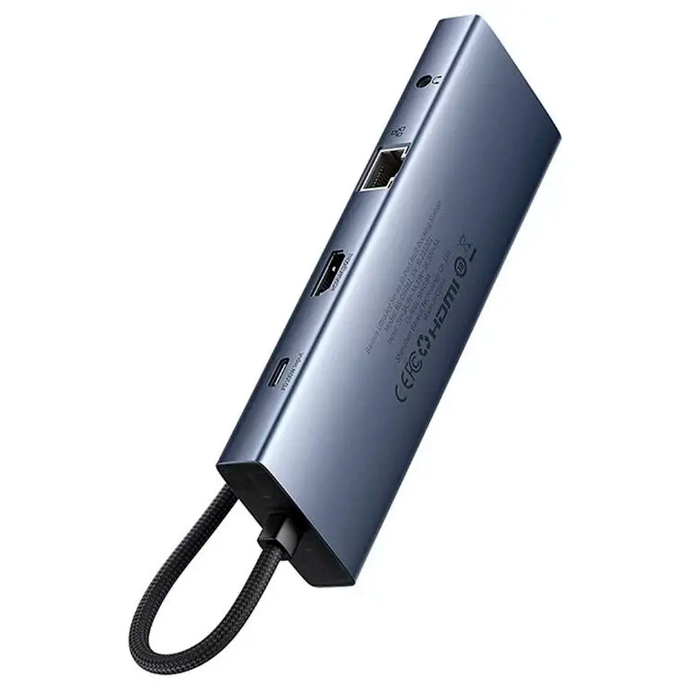 Adaptador USB-C Baseus UltraJoy Series 10-em-1 (3x USB-A + USB-C PD 100W + SD/TF + RJ45 + Jack 3.5mm + VGA + HDMI 4K60Hz) Space Gray