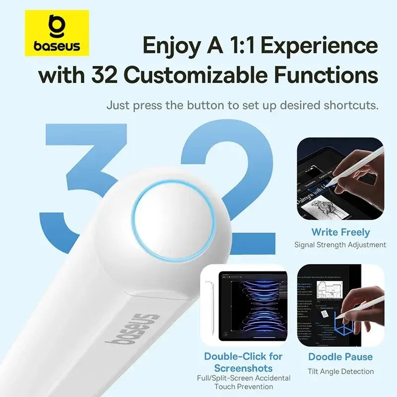 Baseus Caneta Smooth Writing 3 Wireless Charging Stylus Active Wireless Version Moon White (With