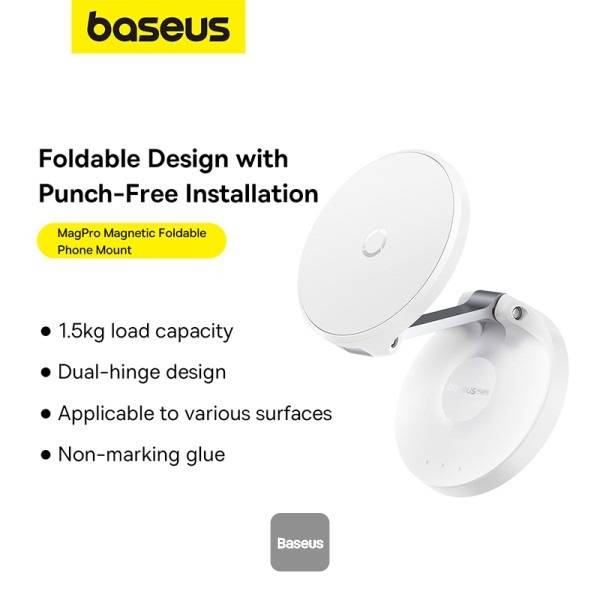 Baseus MagPro Magnetic Foldable Phone Mount Moon Branco