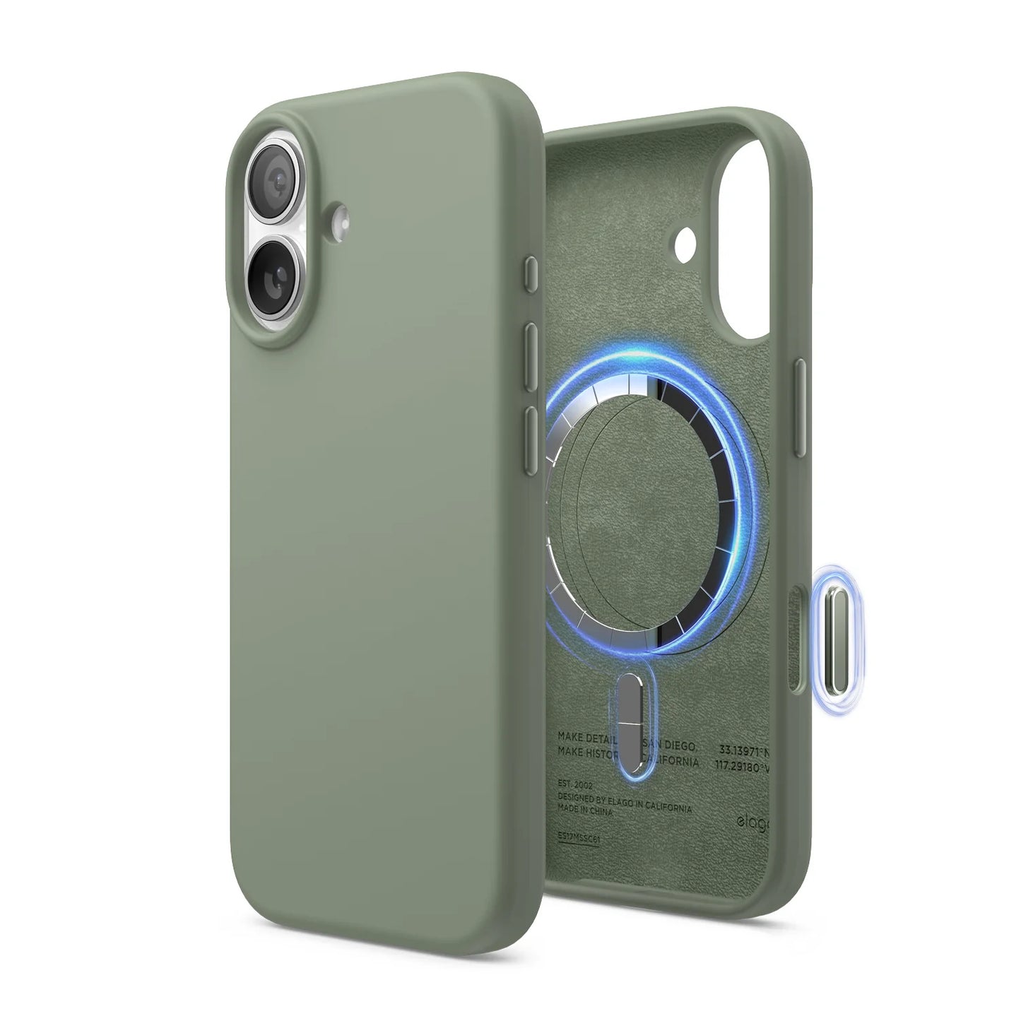 Capa Elago Magnetic Silicone iPhone 17 Khaki Green
