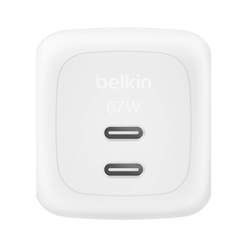 Adaptador de corrente Belkin 67w Dual USB-C PPS, Branco