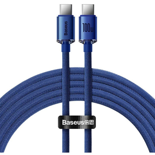 Cabo Crystal Shine Usb-C para Usb-C: 100W: 1.2m Azul