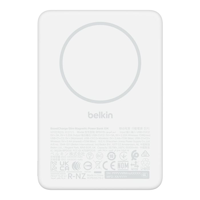 Powerbank Belkin BoostCharge 10k 7.5w Slim Magnetic White