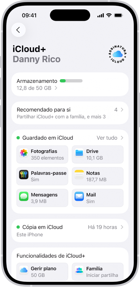 Armazenar os seus dados em iCloud