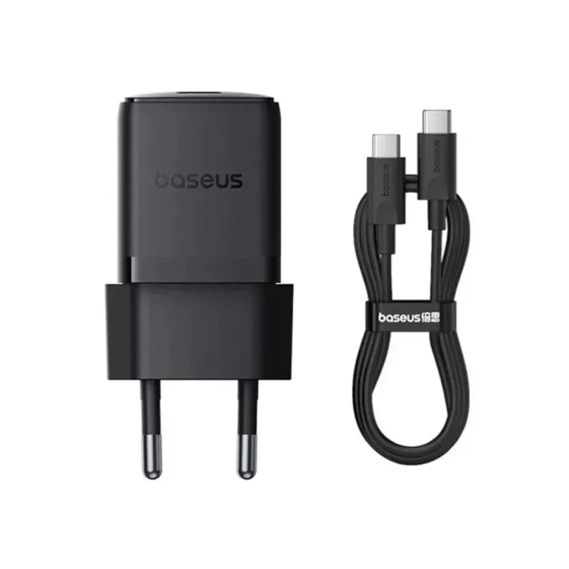 Baseus Carregador Palm Fast Charger 1C 30W Eu Cluster Black(With: Mini White Cable Type-C)