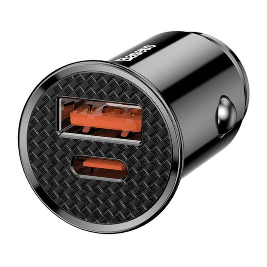 Baseus Carregador Circular Plastic A+C 30W Pps Car Charger Black