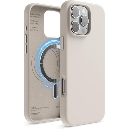 Magnetic Silicone Case iPhone 16 Pro Max (Stone)