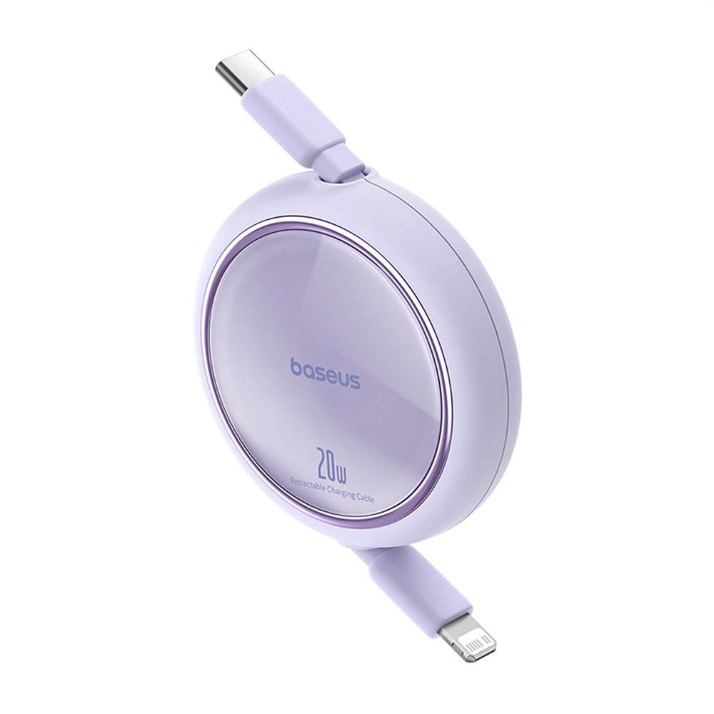 Cabo Baseus Free2Draw Retrátil USB-C p/ Lightning PD 20W 1m Roxo