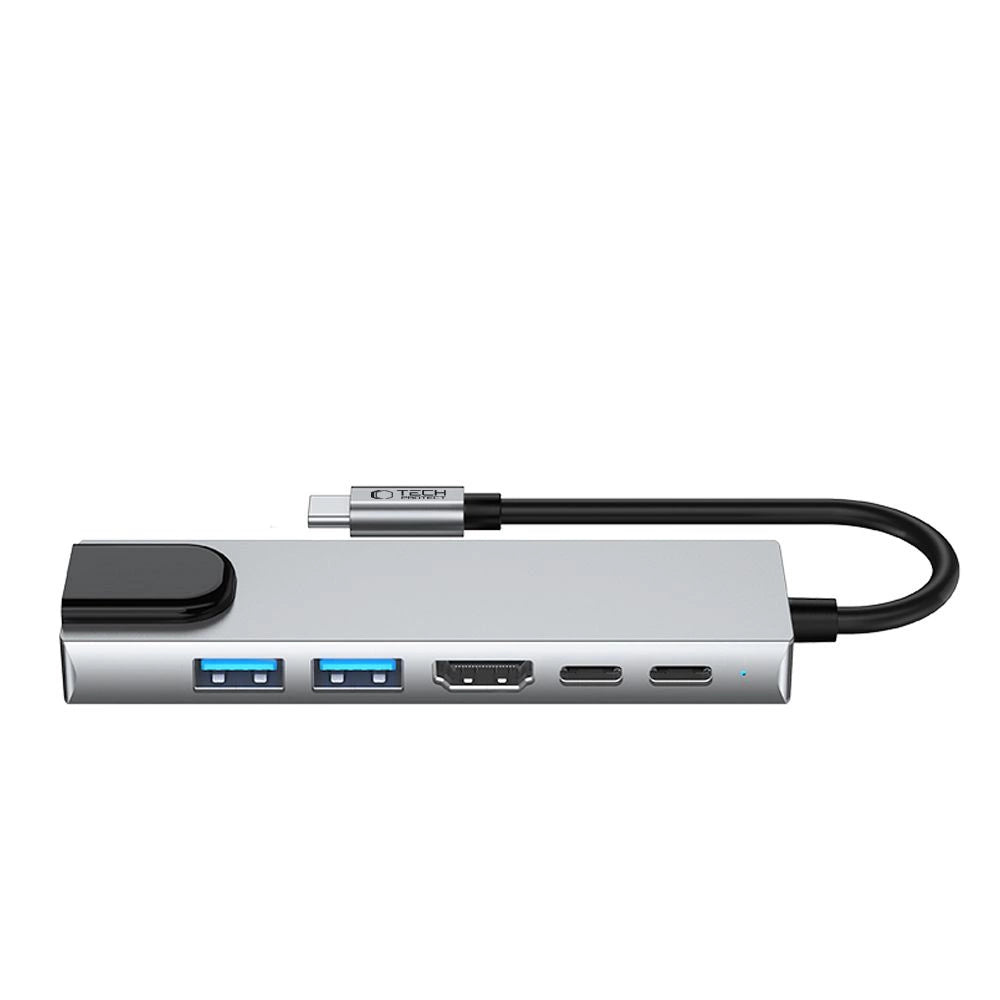 HUB Tech-Protect HB02 6in1 USB-C + USB2.0 + USB3.0 + HDMI 4K 30Hz + RJ45 + PD100W