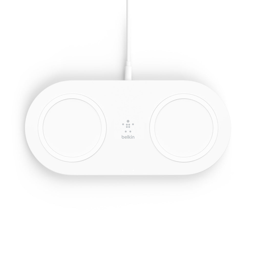 Base de Carregamento Belkin Sem Fios Dupla BoostCharge 15W - Branco
