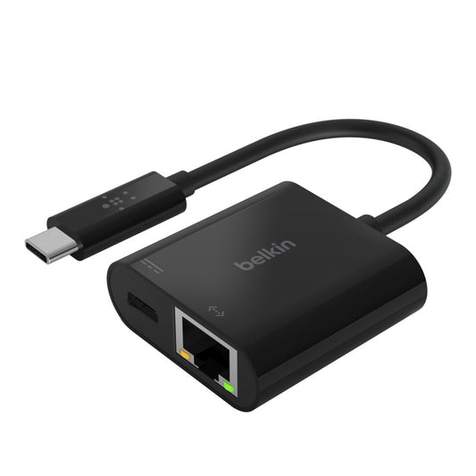BELKIN Adaptador USB-C para Ethernet Gigabit (RJ-45) + Porta de Carregamento USB-C PD - Preto