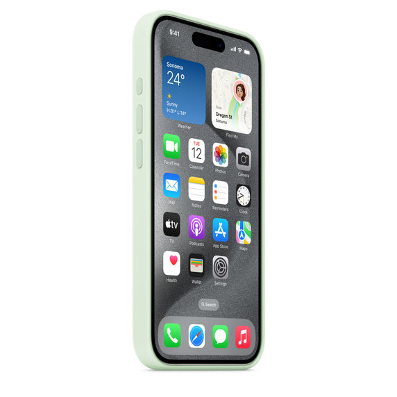 iPhone 15 Pro Silicone MagSafe Verde-menta suave