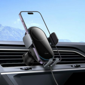 Suporte de Carro Baseus LightChaser Wireless Charging Mount 15W Preto