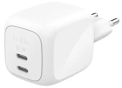 Adaptador de corrente Belkin 67w Dual USB-C PPS, Branco