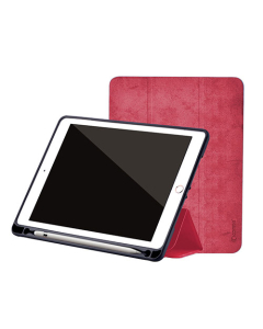 COMMA Capa de Pele com Slot para Caneta iPad Pro 12.9" (2018) - Vermelha
