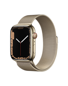 Apple Watch S7  Cellular + GPS 45mm Dourado com Bracelete Loop Dourado Milanese